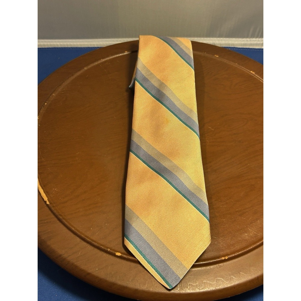 Robert Talibott For Mailliard's Yellow Men's 100% Silk Tie Striped Necktie